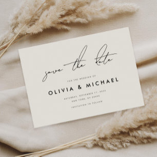 Moderne Minimalistische Champagner-Hochzeit retten Save The Date