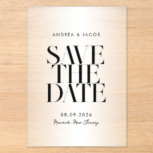 Moderne Minimalistische Chic-Hochzeit Termin vorme Acryleinladungen