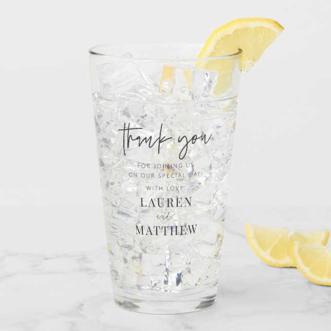 Moderne Minimalistische Chic Hochzeit Vielen Dank Glas (Rückseite Ice)