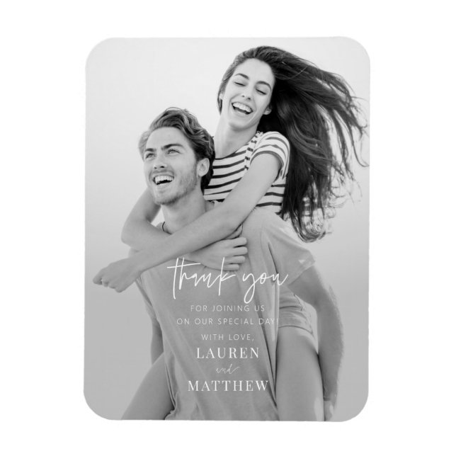 Moderne Minimalistische Chic Hochzeit Vielen Dank Magnet (Vertikal)