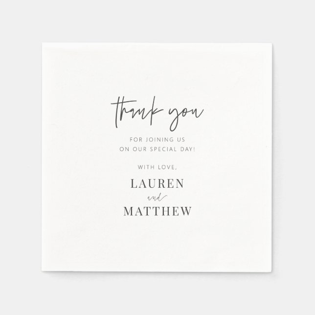 Moderne Minimalistische Chic Hochzeit Vielen Dank Serviette (Vorderseite)