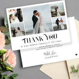 Moderne minimalistische Collage-Hochzeit mit mehre Dankeskarte