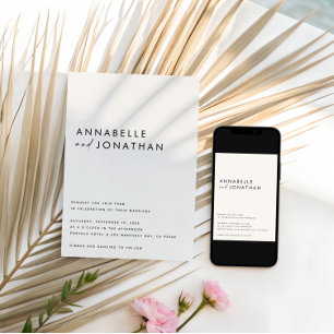 Moderne minimalistische Creme- und schwarze Schrif Einladung