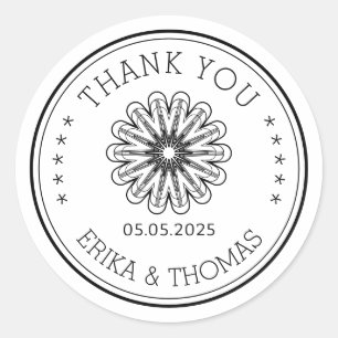 Moderne minimalistische Danke Mason Jar Blume Runder Aufkleber