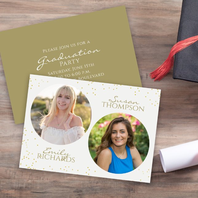 Moderne Minimalistische Double Graduation Party Go Einladung (Graduation double party invitation, )