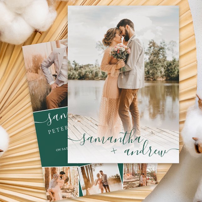 Moderne, minimalistische Drehbücher Fotos Hochzeit Einladung (Von Creator hochgeladen)
