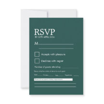 Moderne minimalistische dunkelgrüne Hochzeits-RSVP