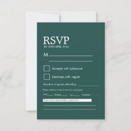 Moderne minimalistische dunkelgrüne Hochzeits-RSVP RSVP Karte
