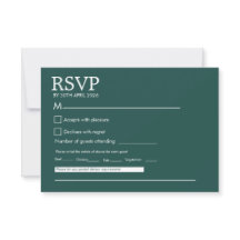 Moderne minimalistische dunkelgrüne Hochzeits-RSVP