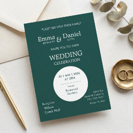 Moderne minimalistische dunkelgrüne Hochzeitseinla Einladung