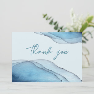 Moderne, minimalistische Dusty Blue Marine Dankeskarte