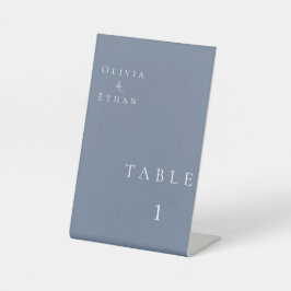 Moderne Minimalistische Dusty Blue Tischnummer Sockelschild