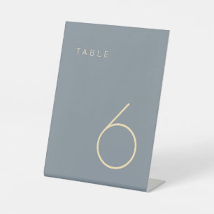Moderne Minimalistische Dusty Blue und Gold Tischn Sockelschild