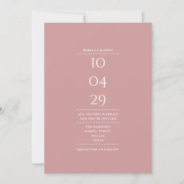 Moderne Minimalistische Dusty Rose Elegantes Hochz Einladung
