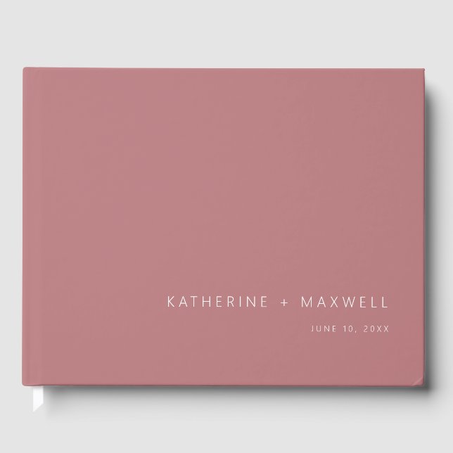 Moderne Minimalistische Dusty-Rose-Hochzeit Gästebuch (Vorderseite)