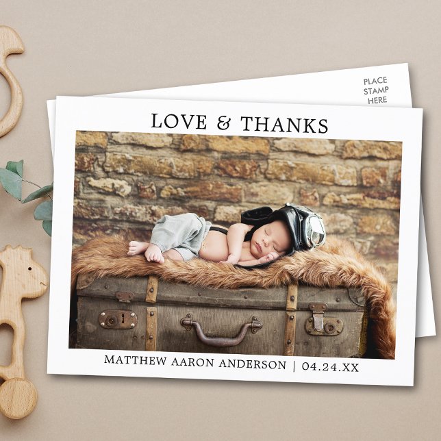 Moderne Minimalistische, einfache Baby-Liebe und D Postkarte (Customize to change your personalized text size or text style.)