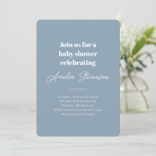Moderne Minimalistische, einfache Babydusche Dusty Einladung