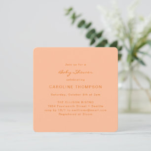 Moderne Minimalistische, einfache Babydusche Peach Einladung