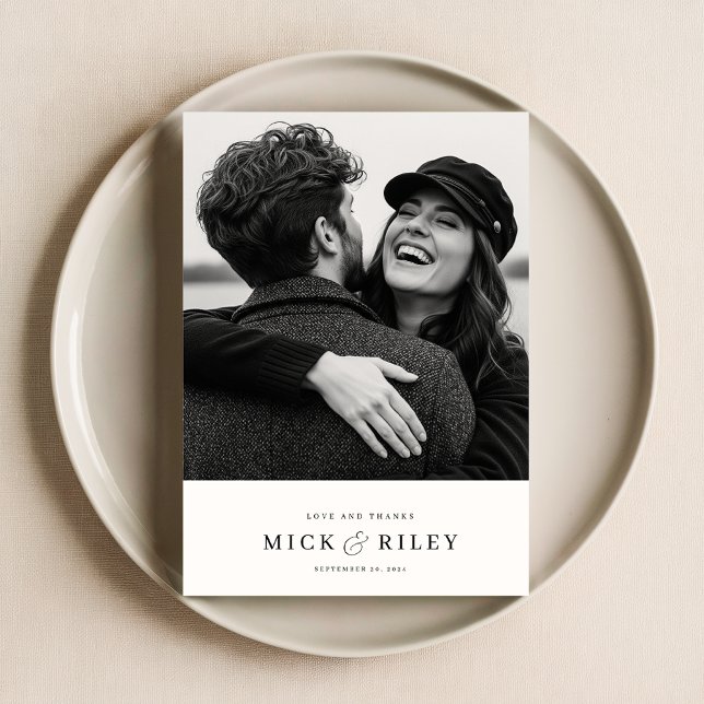 Moderne Minimalistische Einfache Foto Hochzeit Dankeskarte (Von Creator hochgeladen)