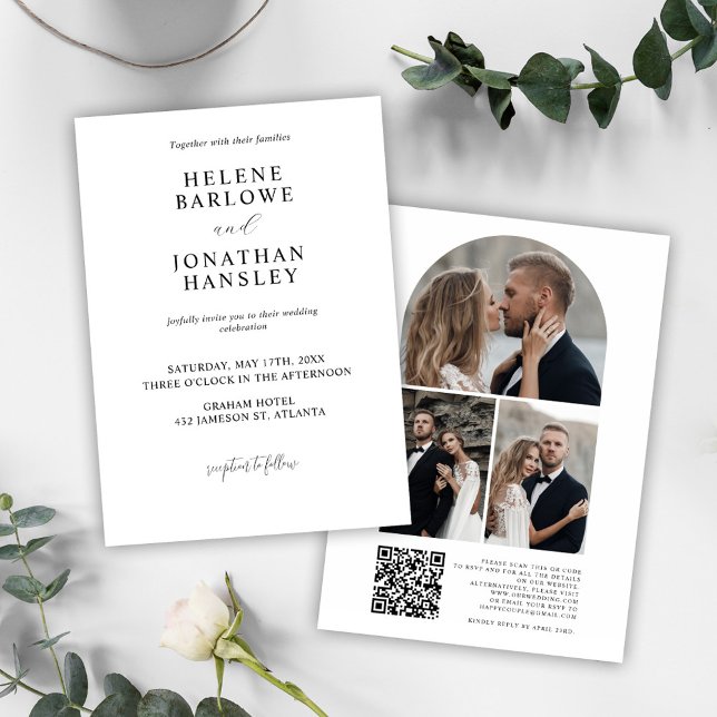 Moderne Minimalistische, einfache Foto Hochzeit Einladung (Modern Minimalist Simple Elegant Photo Wedding Invitation)