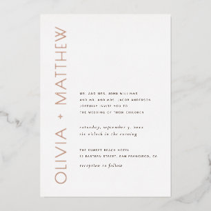 Moderne minimalistische einfache goldene Typografi Folieneinladung