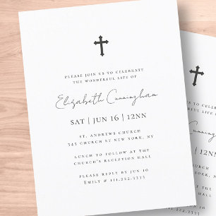 Moderne minimalistische einfache Kreuz-Gedenkfeier Postkarte