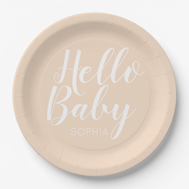 moderne, minimalistische, einfache niedliche Babyd Pappteller (Vorderseite)
