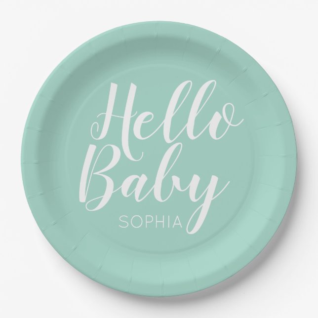 moderne, minimalistische, einfache niedliche Babyd Pappteller (Vorderseite)