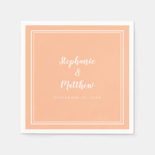 Moderne minimalistische einfache Pfirsich-Hochzeit Serviette
