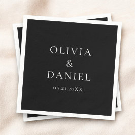 Moderne Minimalistische Einfache Schwarze Hochzeit Serviette