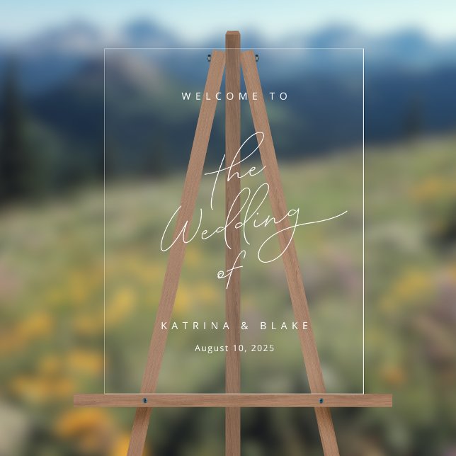 Moderne Minimalistische, einfache Script-Hochzeit  Acrylschild (Shown on an 18" x 24" clear acrylic sign)