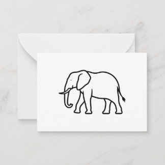 Moderne minimalistische Elefantensilhouette-Icon Mitteilungskarte