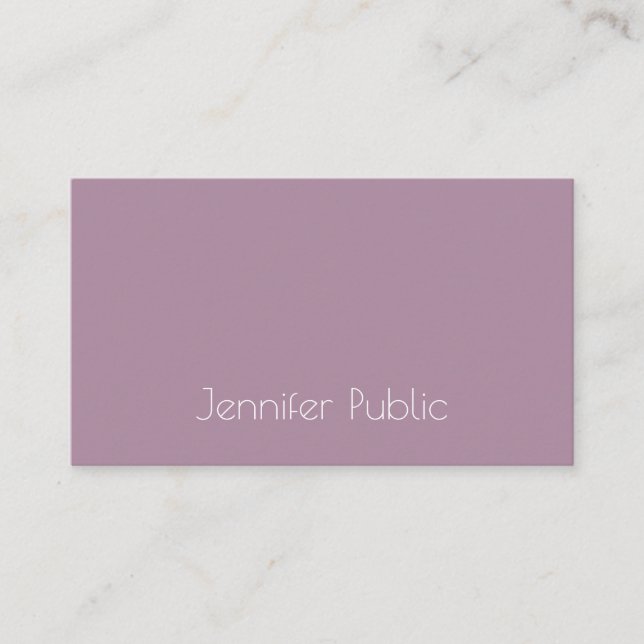 Moderne Minimalistische Elegant Lila Template Elit Visitenkarte (Vorderseite)