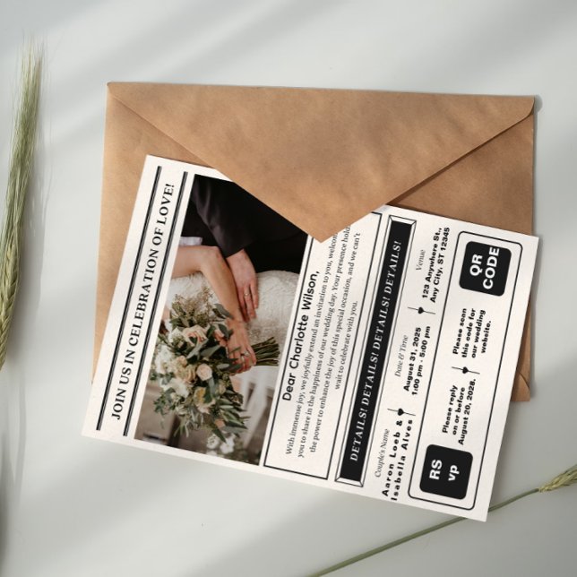 Moderne Minimalistische Elegant Schwarz/Weiß Einladung (Von Creator hochgeladen)