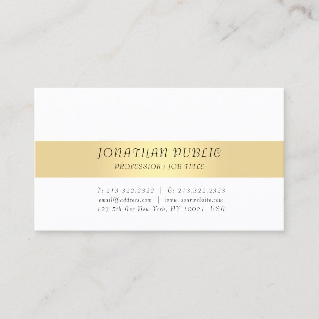 Moderne Minimalistische Elegant Template Gold Weiß Visitenkarte (Vorderseite)