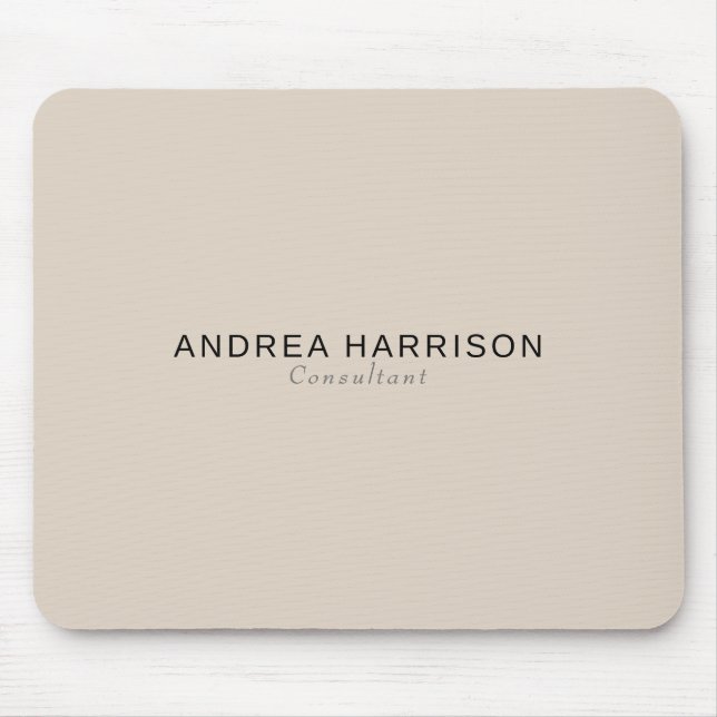 Moderne Minimalistische Elegante Beige Name Mousepad (Vorne)