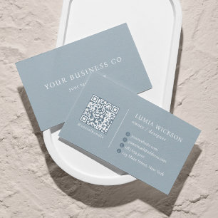 Moderne minimalistische elegante blaue QR-Code Visitenkarte