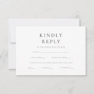 Moderne Minimalistische Elegante Einfache Hochzeit RSVP Karte