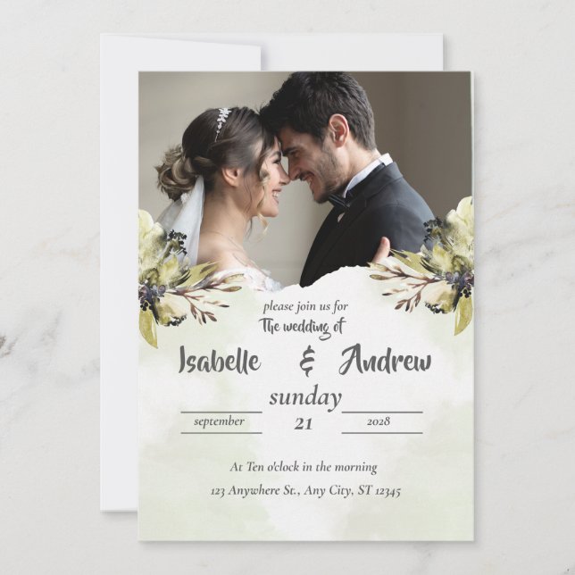 Moderne Minimalistische Elegante Einfache Hochzeit Save The Date (Vorderseite)