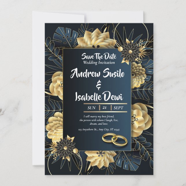 Moderne minimalistische Elegante Einfache Hochzeit Save The Date (Vorderseite)