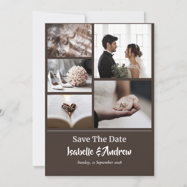 Moderne Minimalistische Elegante Einfache Hochzeit Save The Date (Vorderseite)