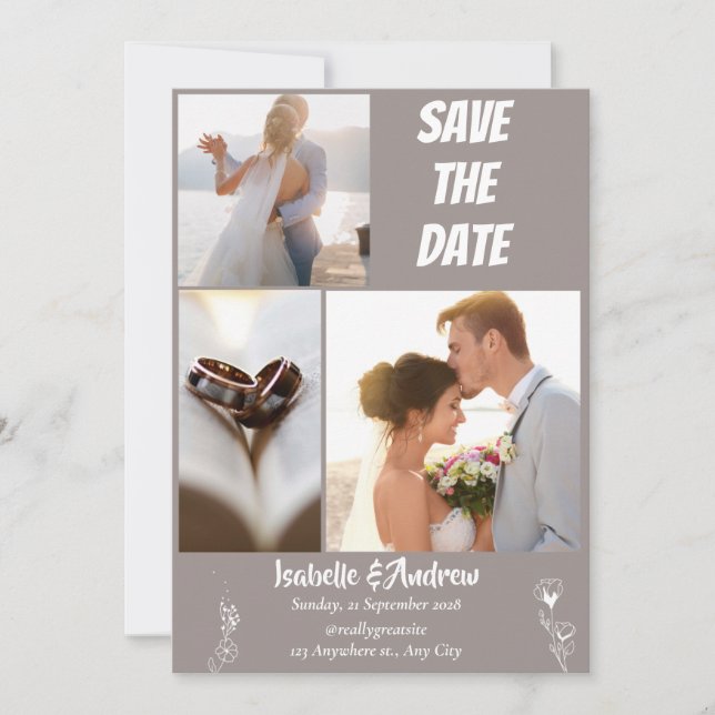 Moderne Minimalistische Elegante Einfache Hochzeit Save The Date (Vorderseite)