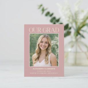Moderne Minimalistische Elegante Foto-Blush-Pink-A Postkarte