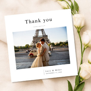 Moderne Minimalistische Elegante Foto-Hochzeit Dankeskarte