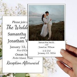 Moderne Minimalistische Elegante Foto Hochzeit Einladung