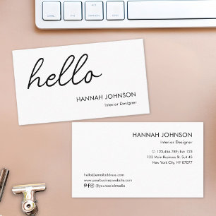 Moderne minimalistische elegante Hello White indiv Visitenkarte