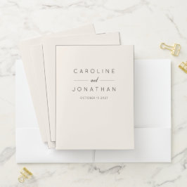 Moderne Minimalistische, elegante Hochzeitscreme Bewerbungsmappe