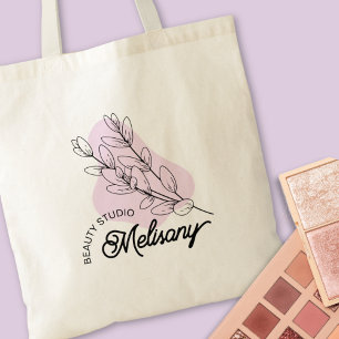Moderne Minimalistische Elegante Rosa Blumen Kunst Tragetasche
