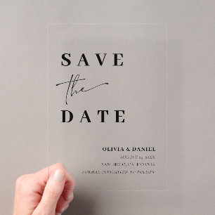 Moderne Minimalistische Elegante Save the Date Kar Acryleinladungen