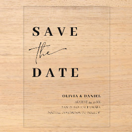 Moderne Minimalistische Elegante Save the Date Kar Acryleinladungen